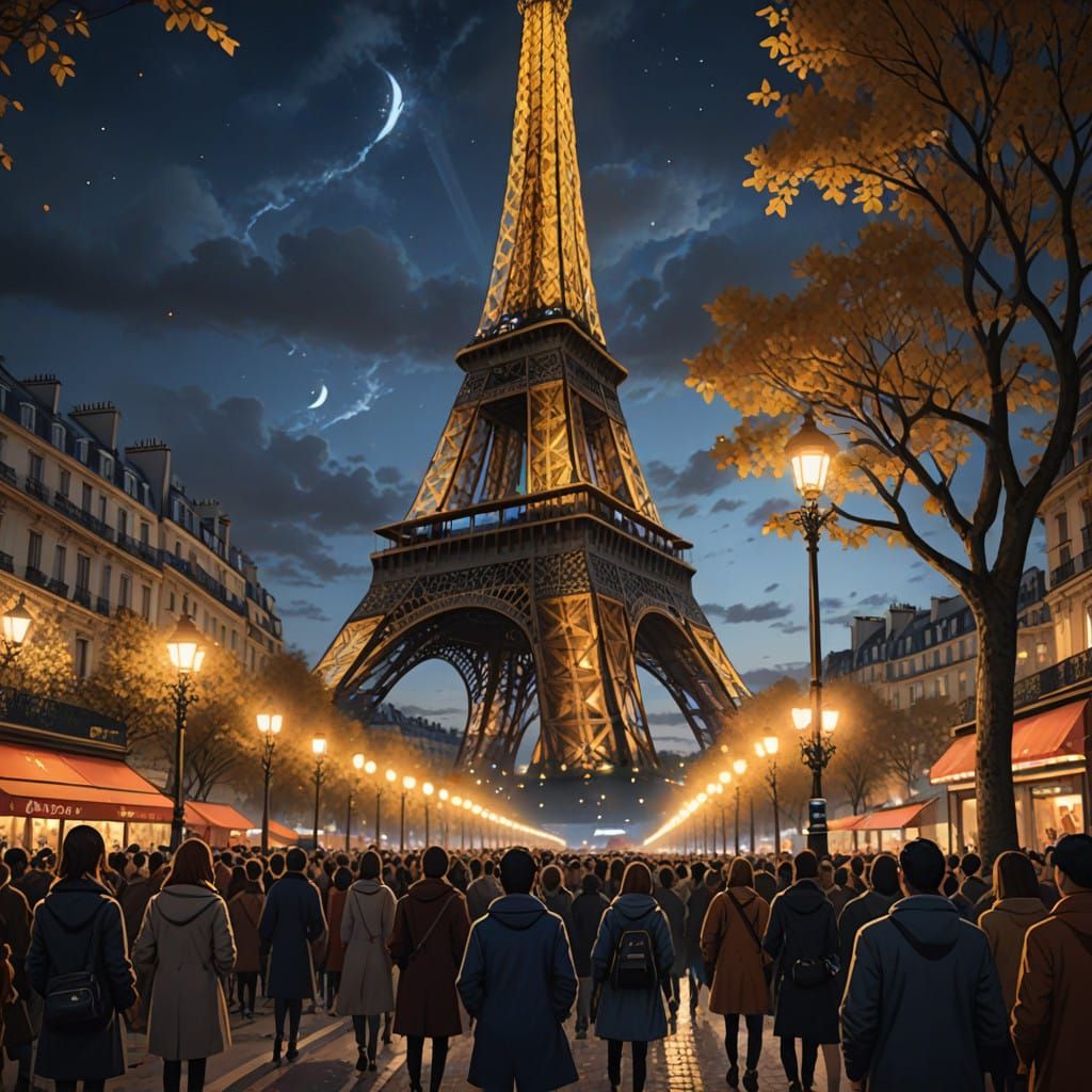 Eiffel Tower New Year's Eve Celebration in Anime-Inspired St...