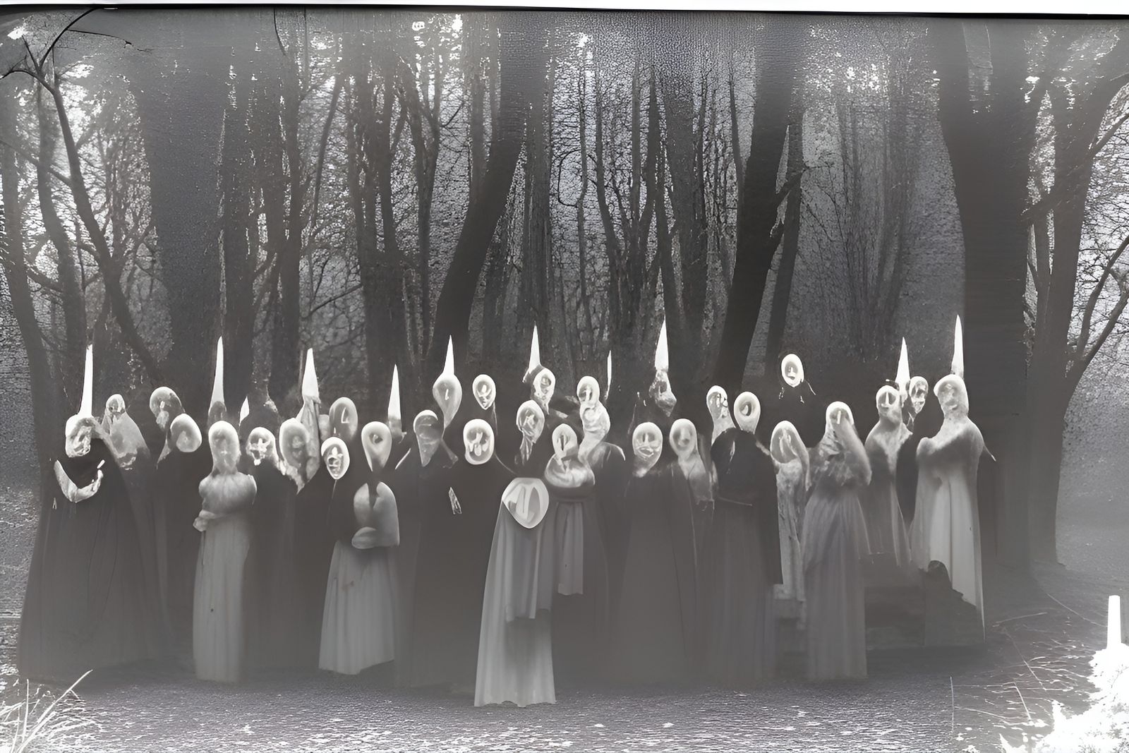 Witches Gathering in Gloomy Autumn Forest