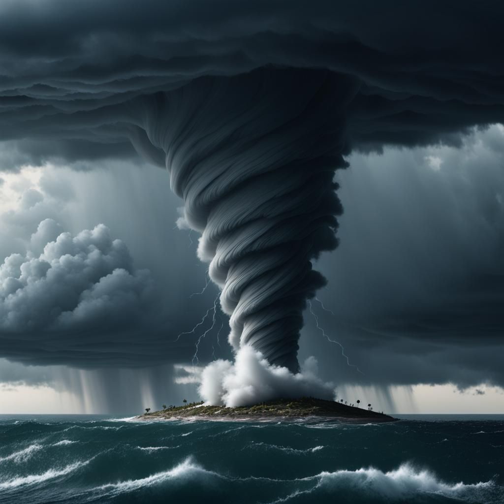 Dramatic Tornado Over the Sea in Hyperrealistic 8k