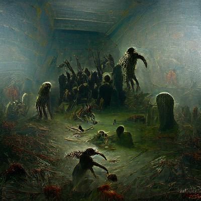 Horror Zombie Apocalypse in Engraving and Digital Art Style