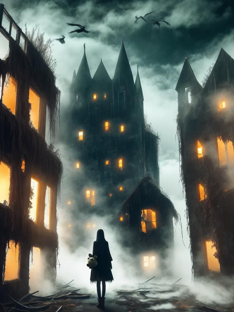 Sinister Abandoned Town by the Sea in Halloween Style