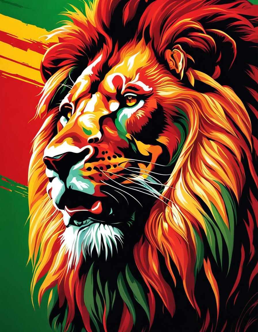 Hyperrealistic Reggae Lion Graffiti Art