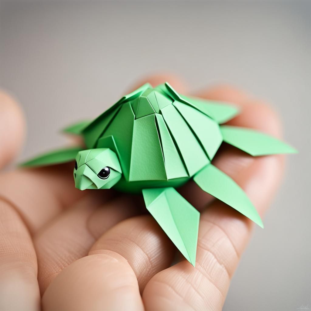 Origami Baby Turtle Papercraft in 8K