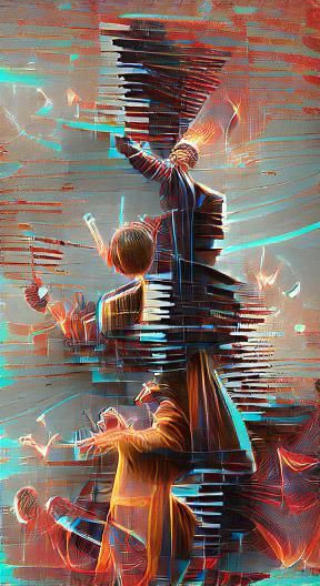 Orchestra Conductor Leads Chorus of Sound Waves