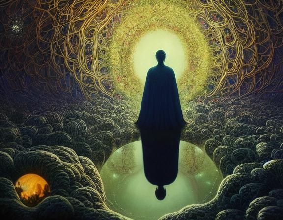 Mystical Ghost in Surreal Eerie Landscape