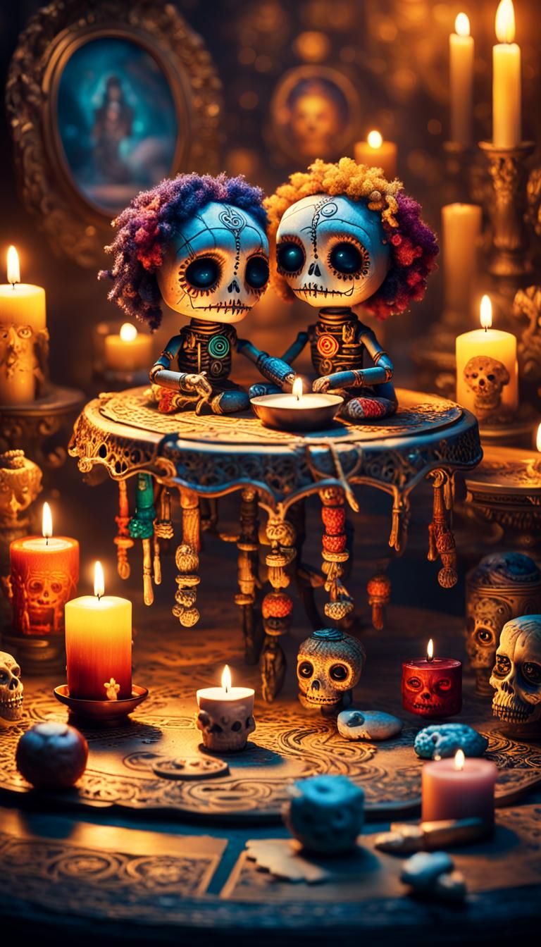 Mysterious Voodoo Dolls in Hyperrealistic Concept Art