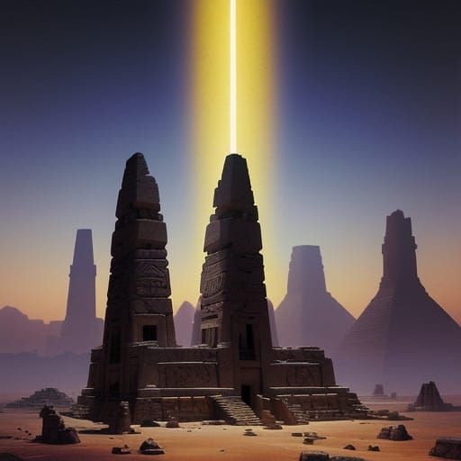 Surreal Ancient Egyptian Planet with Science Fiction Element...