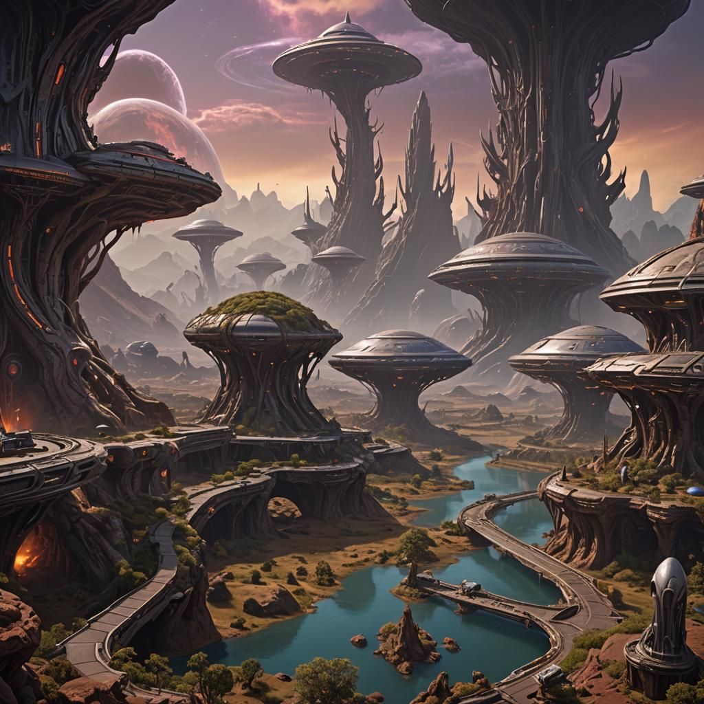 Sparrial Gormelite Aliens: Detailed Matte Painting