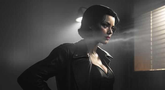 Film Noir Woman in Motel Room