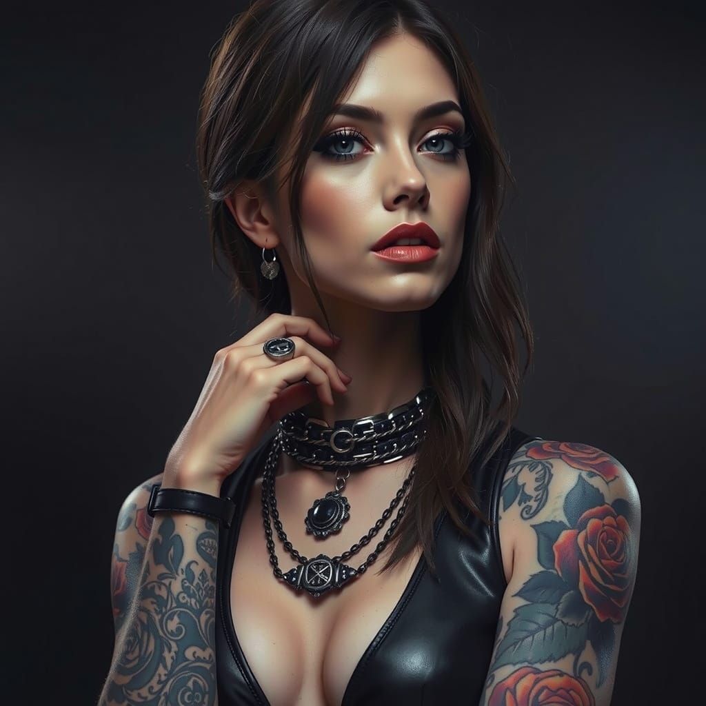 Gothic-Punk Woman Portrait in Haute Couture Style