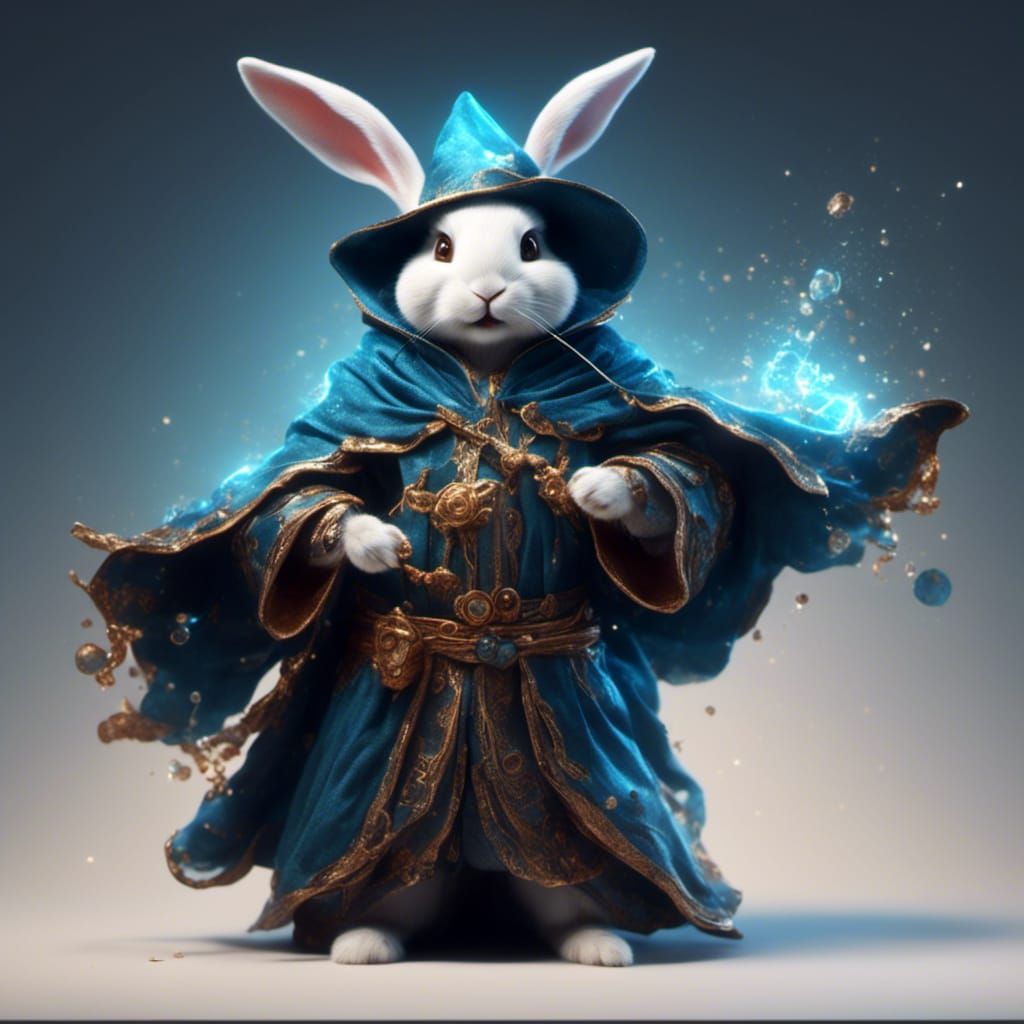 Anthropomorphic Rabbit Wizard Casting Magic