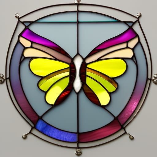 Stained Glass Butterfly with Geometric Shapes