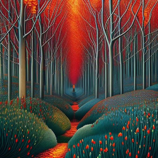 Razorblade Trees in Scalpel Forest: Impasto Art