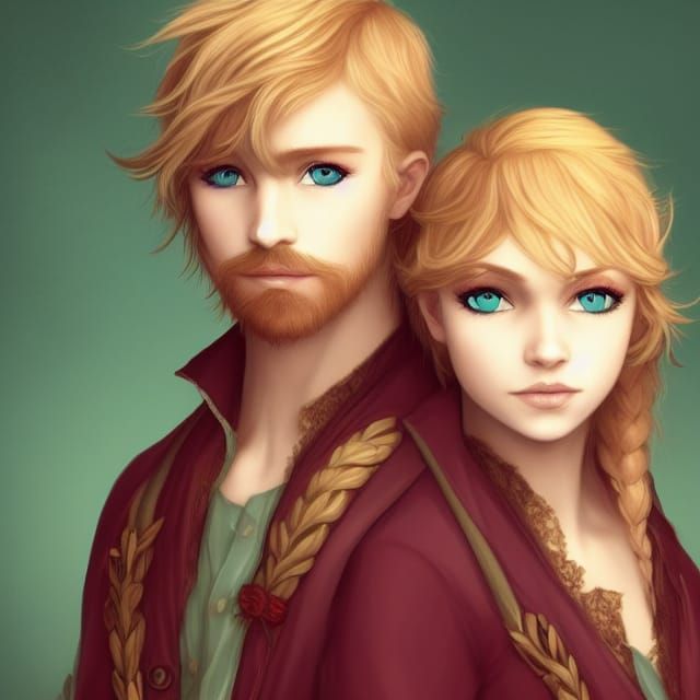 Realistic Bard and Ranger Siblings with Strawberry Hair