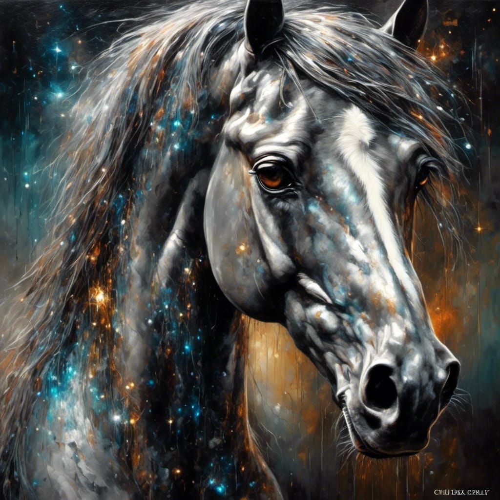 Gray Arabian Horse with Prismatic Eyes