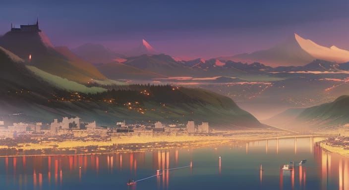 anime picture of twilight salzburg city