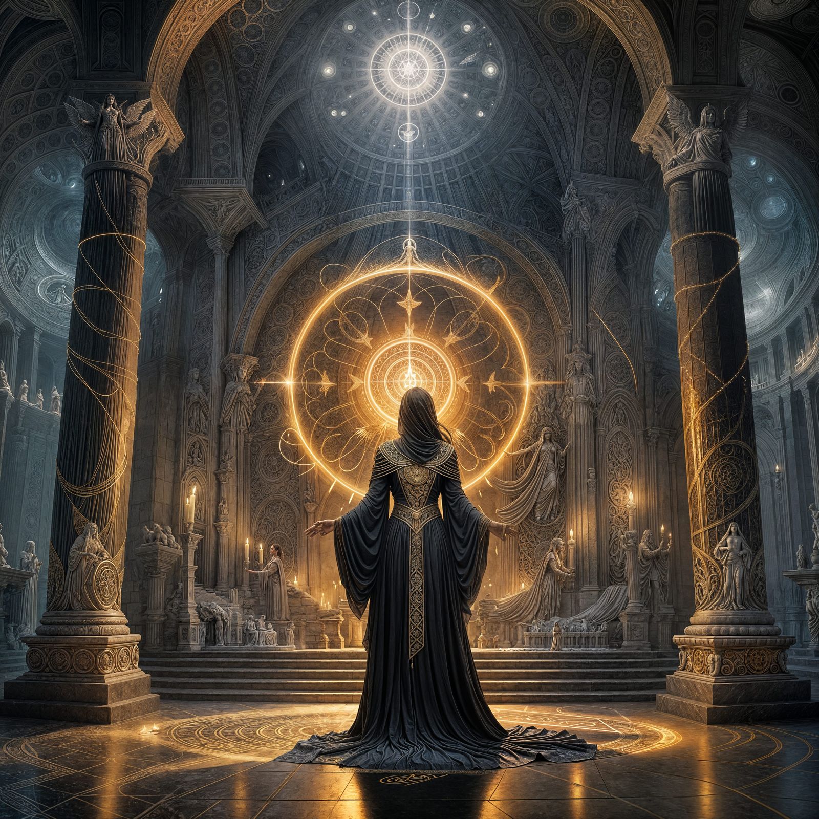 Angelic Counsel Convenes in Celestial Chamber of Ancient Wis...