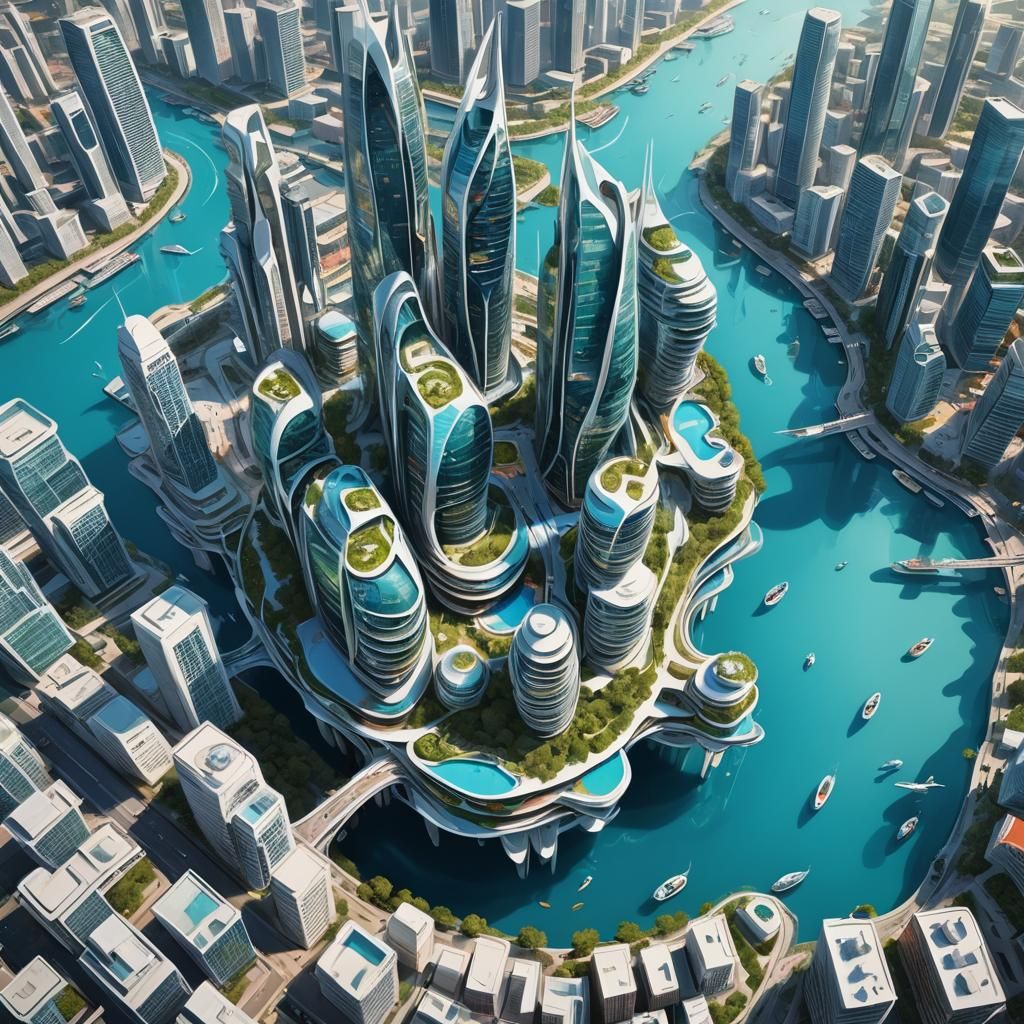Futuristic Water Cityscape for World Cup Festivities