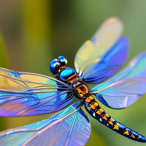 Happy Dragonfly in Expressionist Oil Painting Style