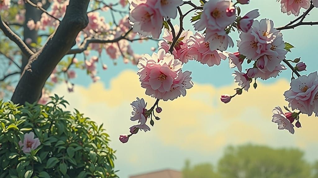 Serene Hungarian Garden Plum Blossom Tree