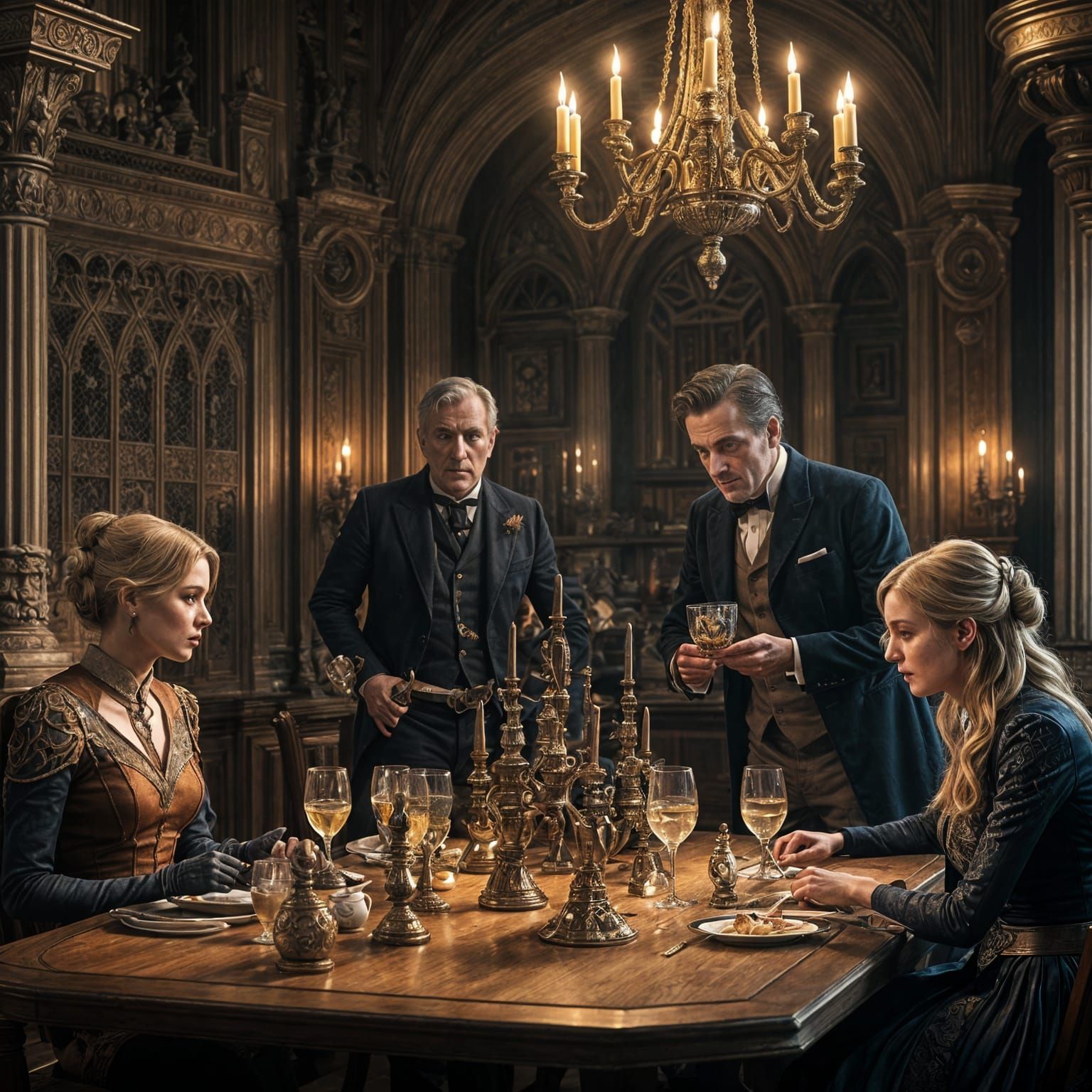 Dr. Who and Supergirl Dinner, Hyperrealistic Concept Art