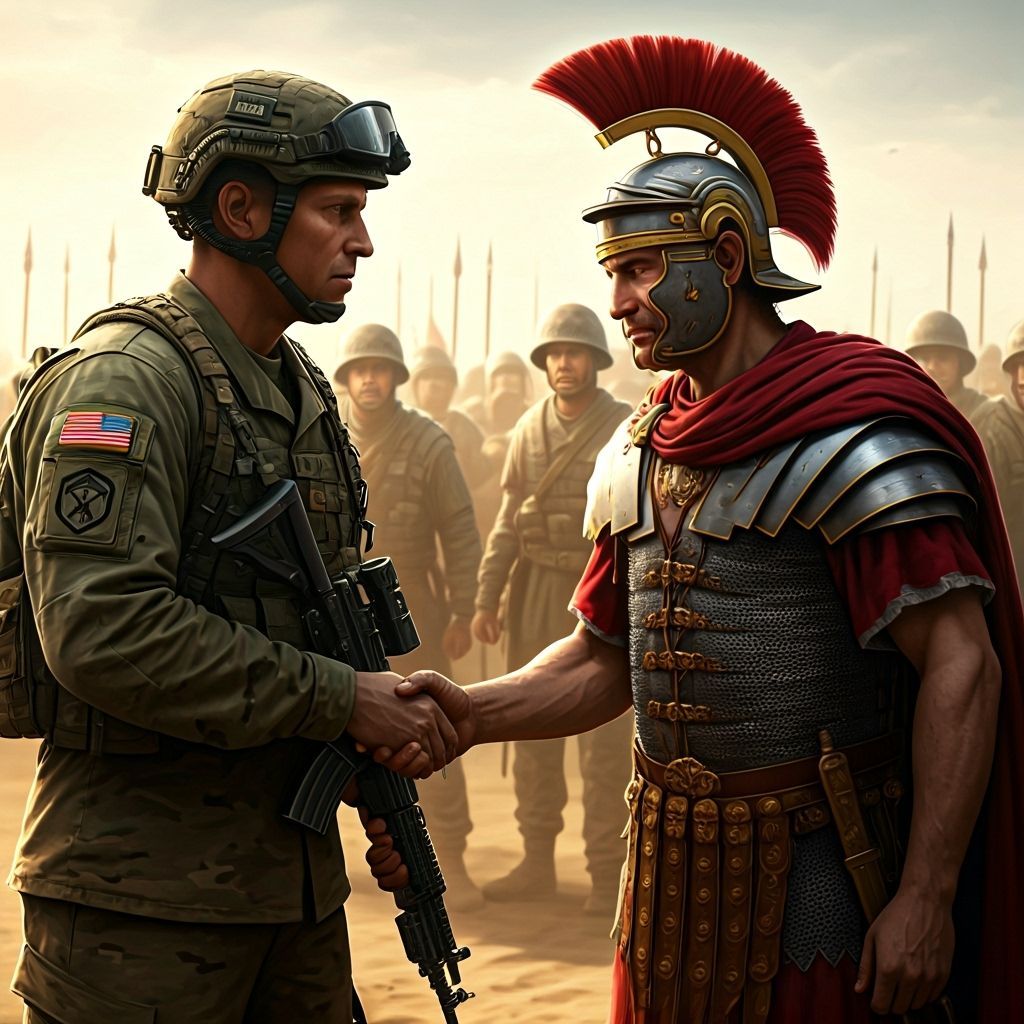 Army Officer Meets Roman Legate in Digital Art Style
