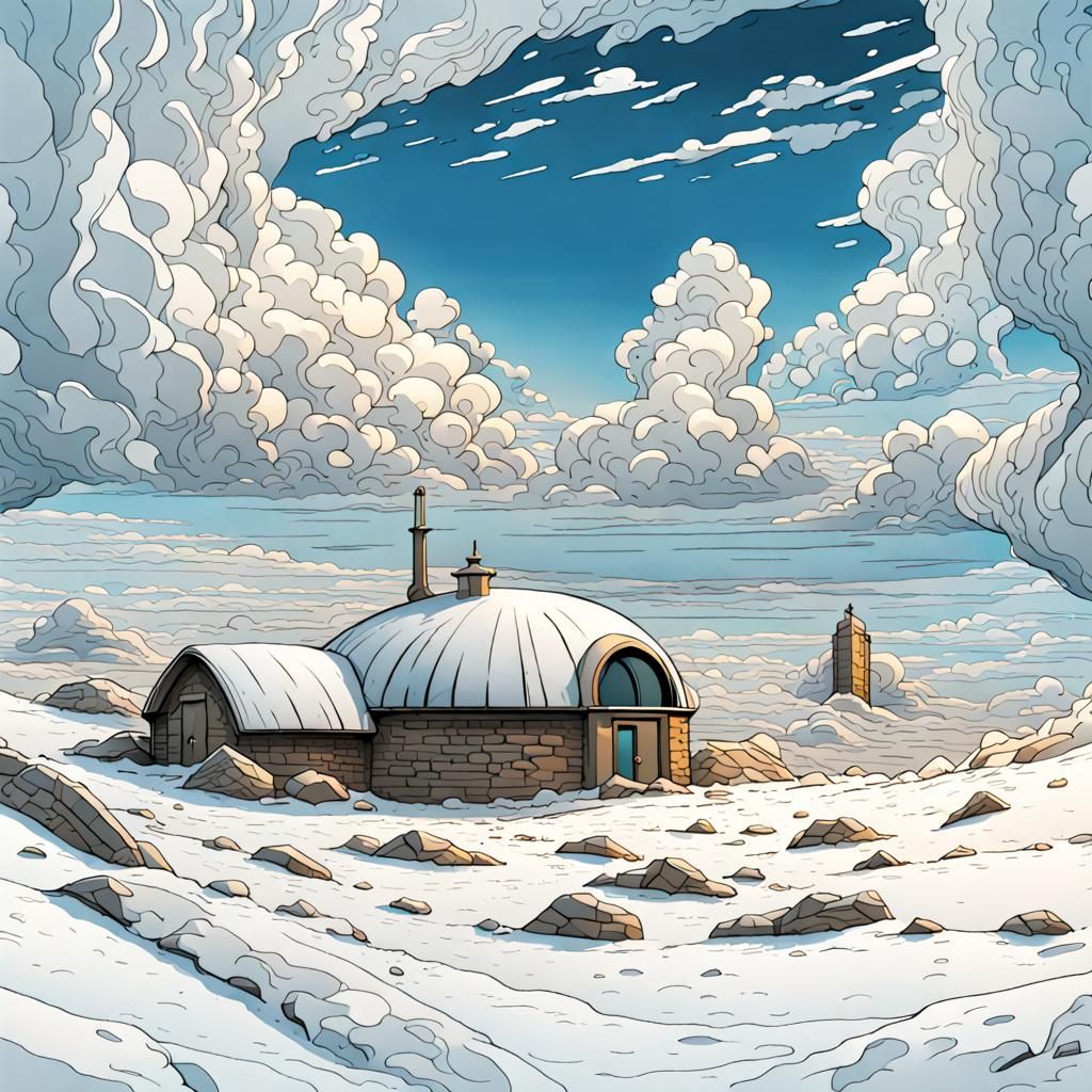 Domed Shelter Rises in a Moebius-Inspired Landscape