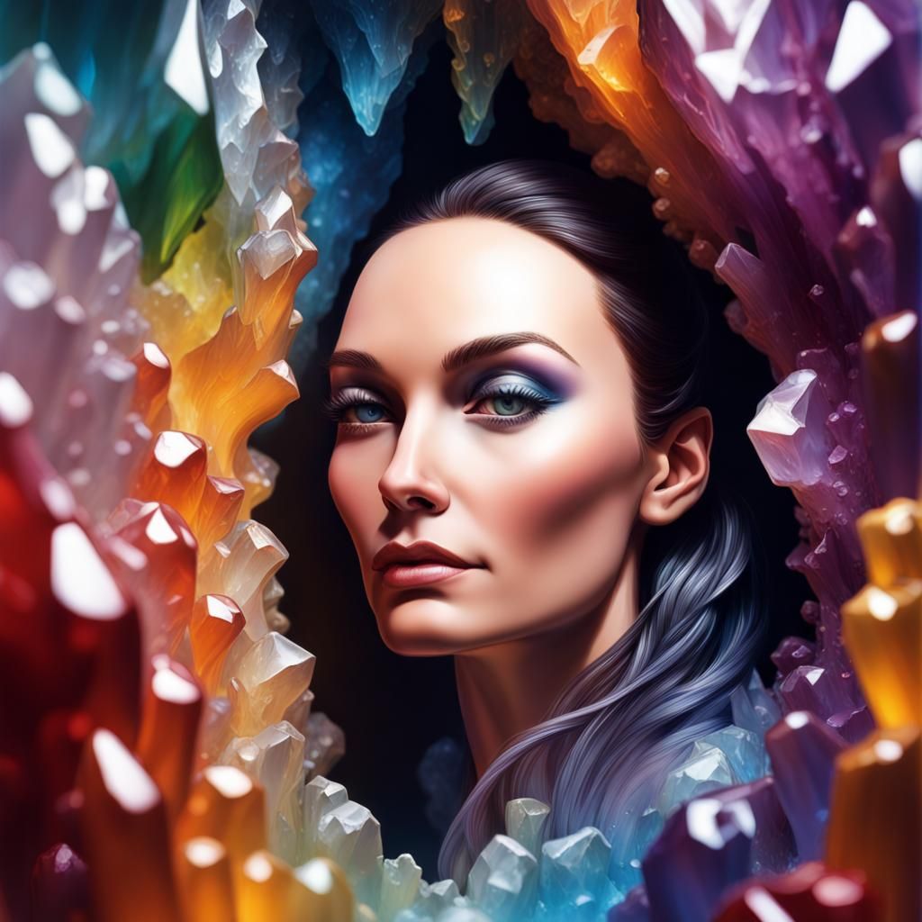 Hyperrealistic Crystal Cave Splash Art