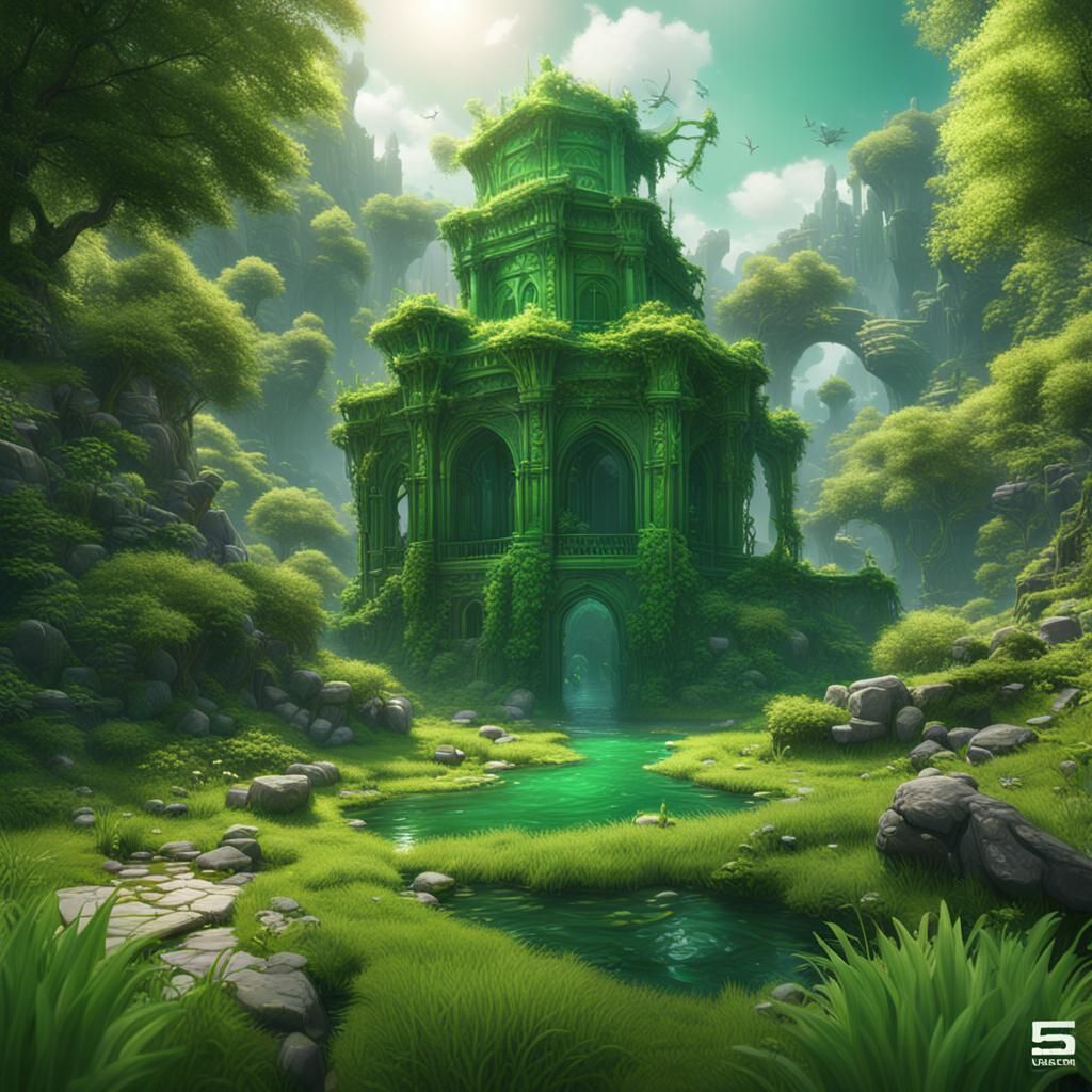 Lush Green Spring: Detailed Fantasy Concept Art