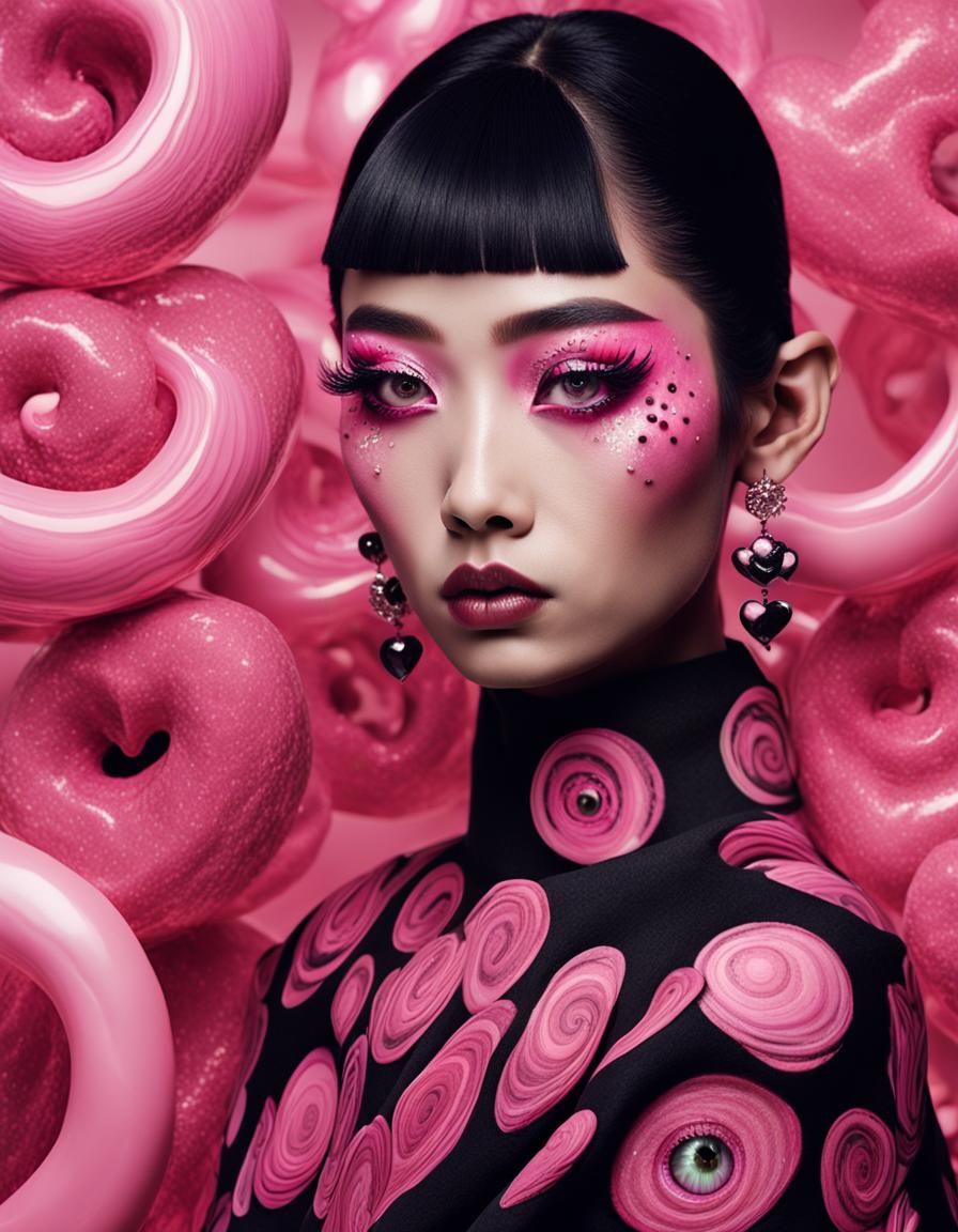 Dramatic Asian Woman Beauty Shot in Anime Style