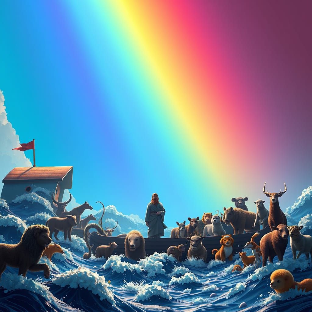 Noah's Ark: Rainbow After the Flood, 3D Digital Art