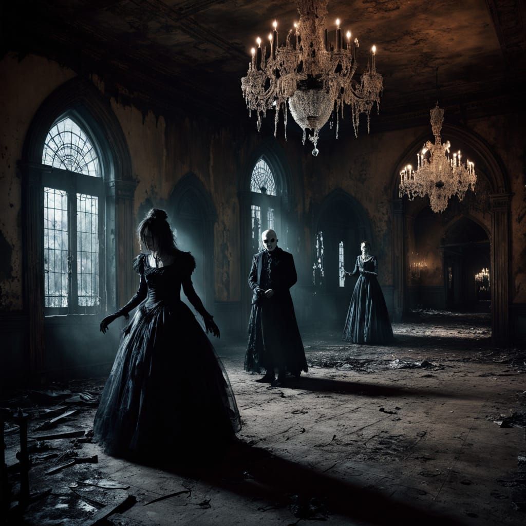 Tattered Zombies Dance in Gothic Ballroom