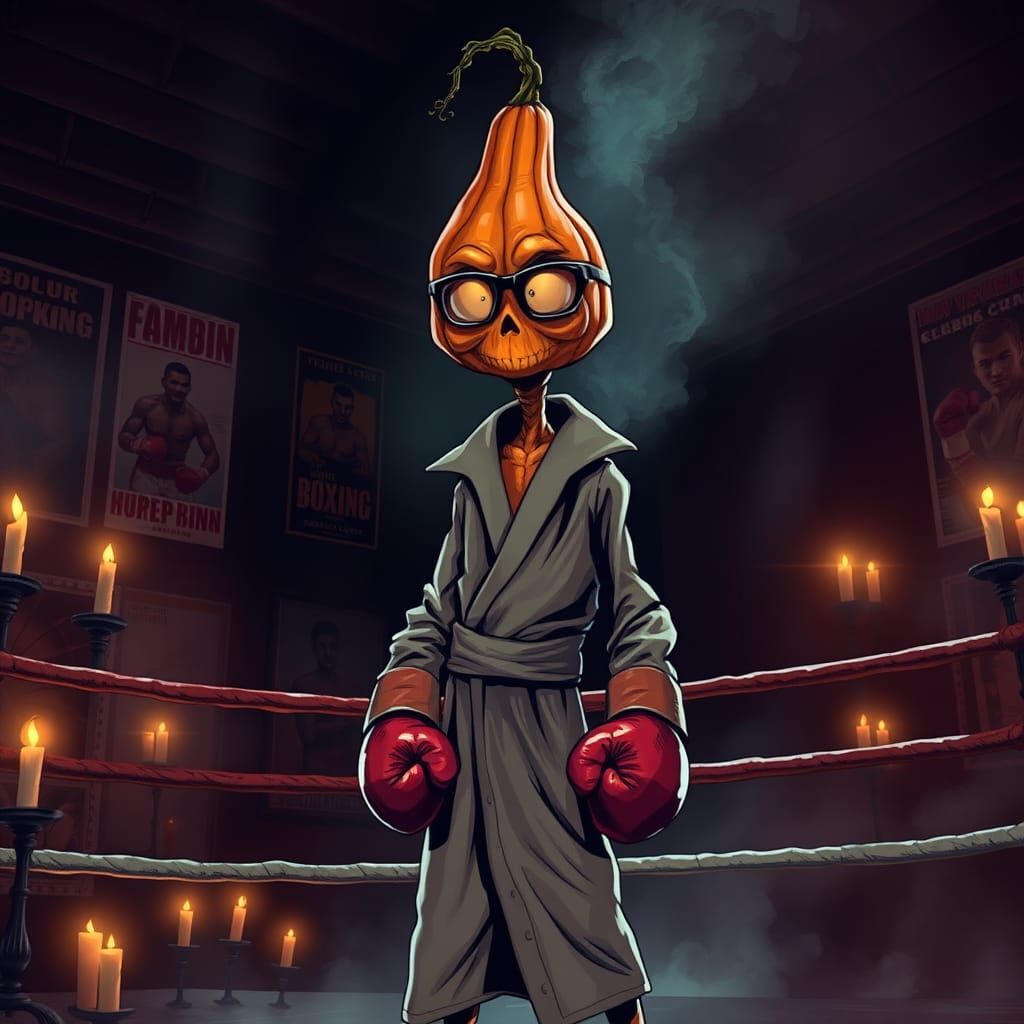 Merv Pumpkinhead: Gourd Boxer in Eerie Ring