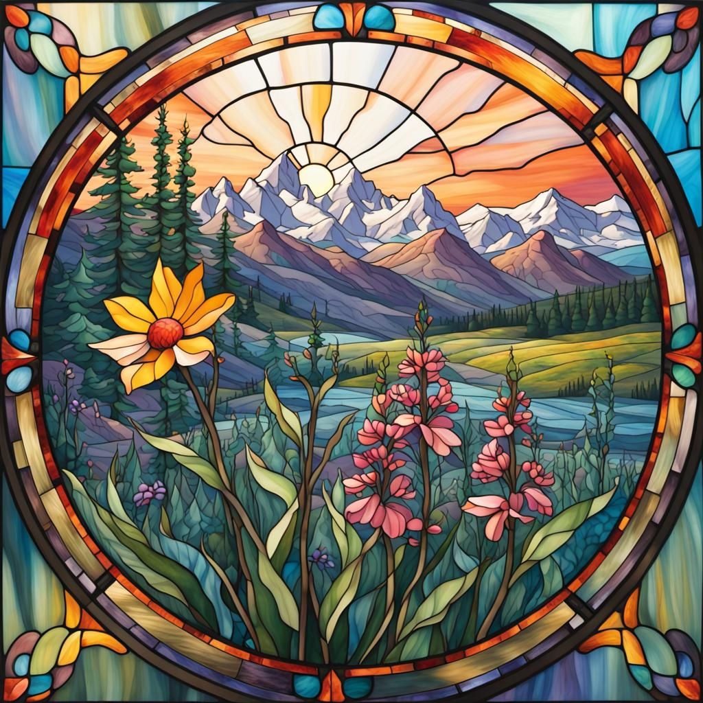 Wyoming Wildflowers in Spring: Stained Glass Art