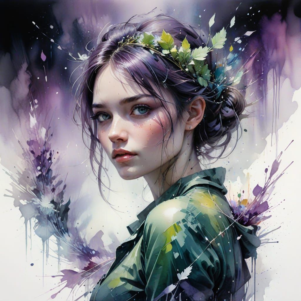 Nordic Auroras Over Frozen Fjord in Violet and Emerald