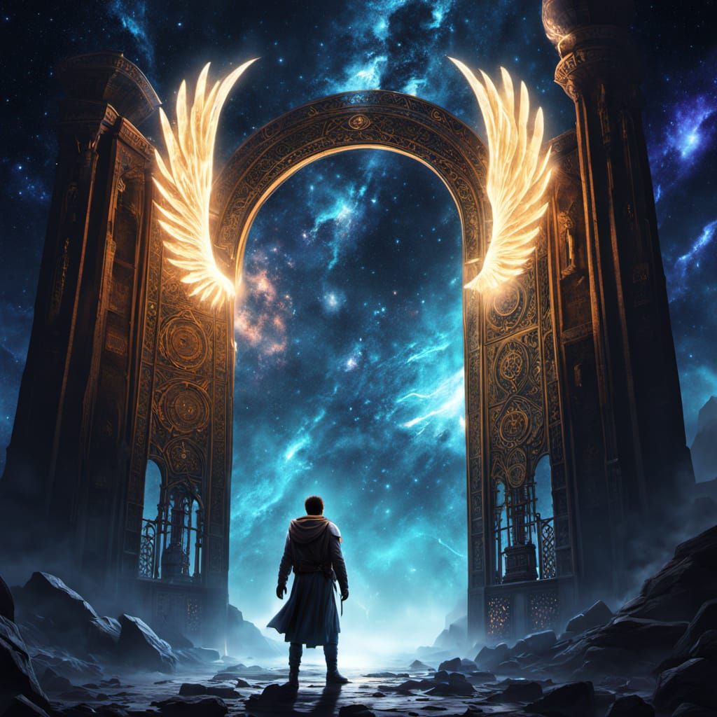 Colossal Gate in Cosmic Light as Digital Painting