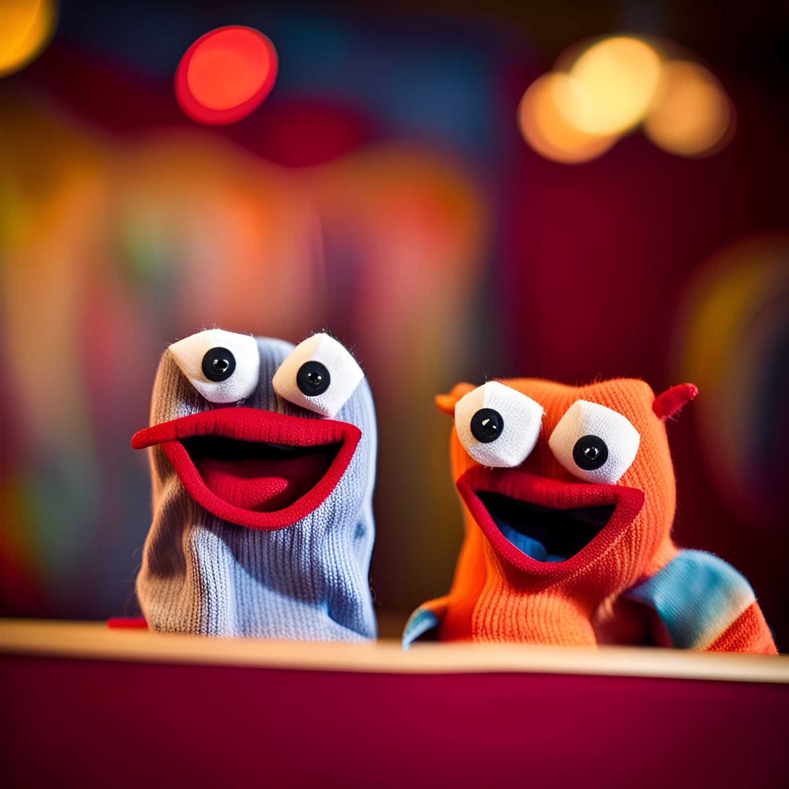 Realistic homemade sock puppets putting on a show 🙃