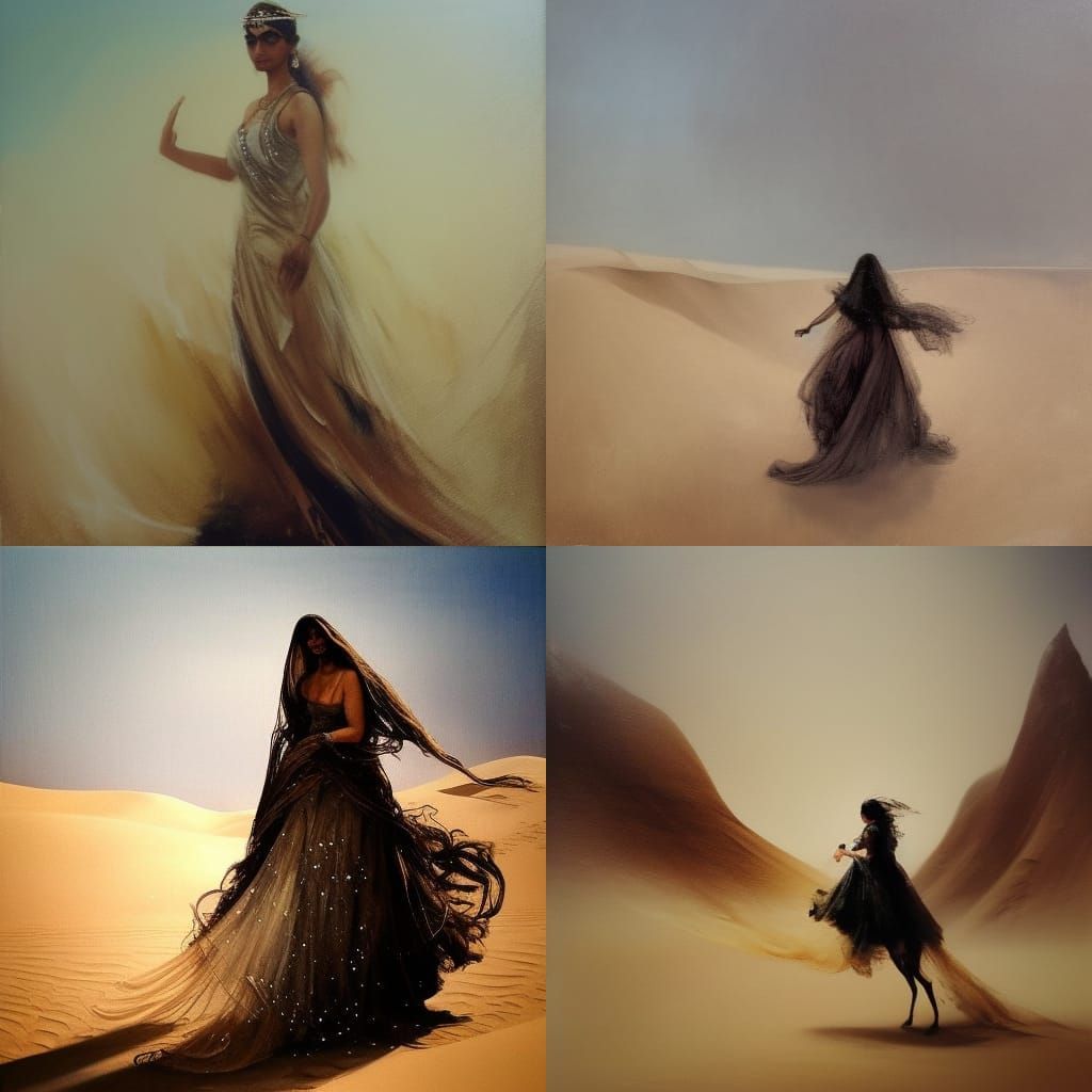 Desert Queen Rides the Storm: Expressionist Oil Painting