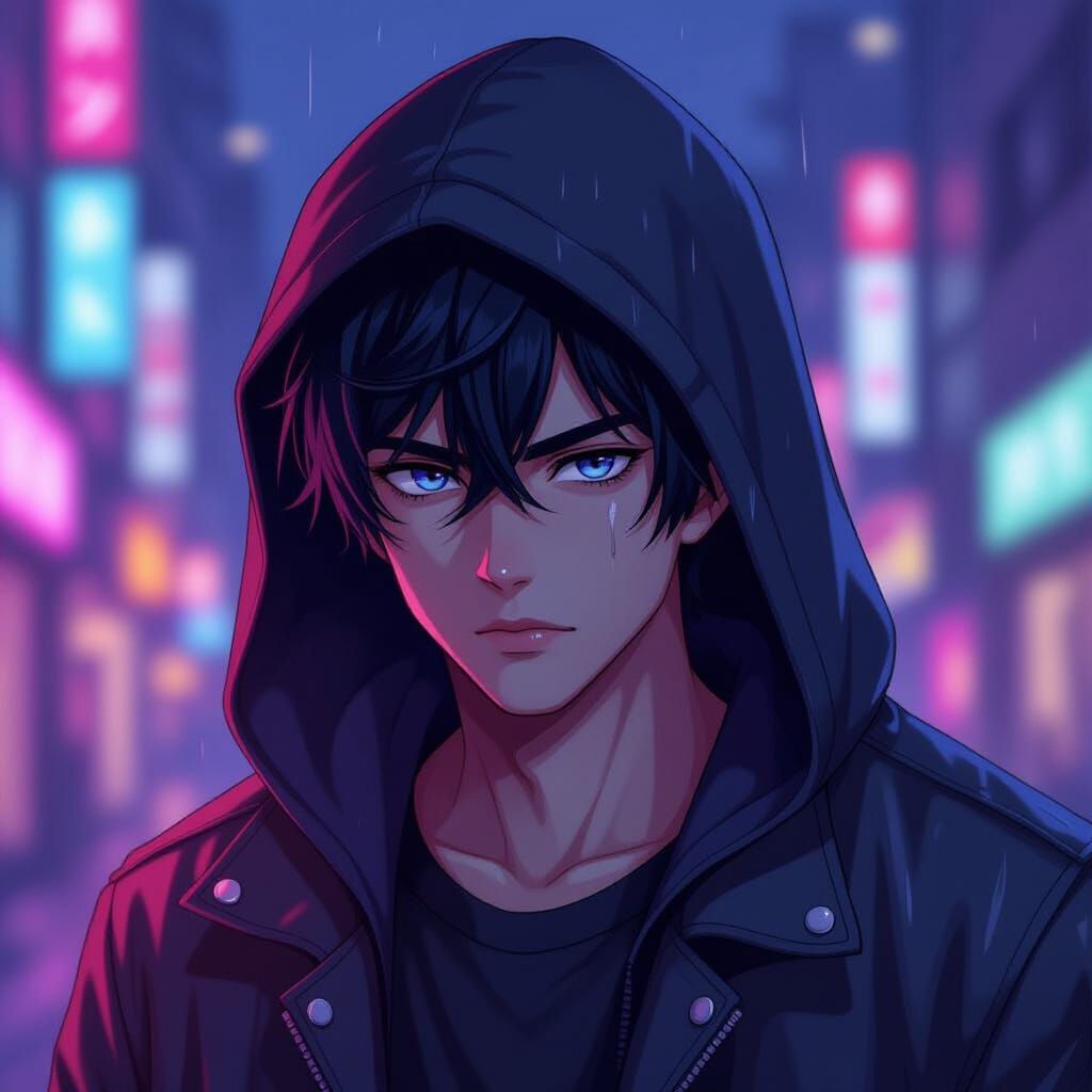 Anime Concept Art: Hooded Male Portrait