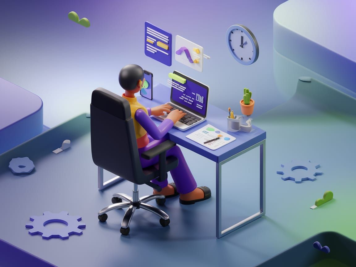 Isometric Office Scene in Modern 3D Style