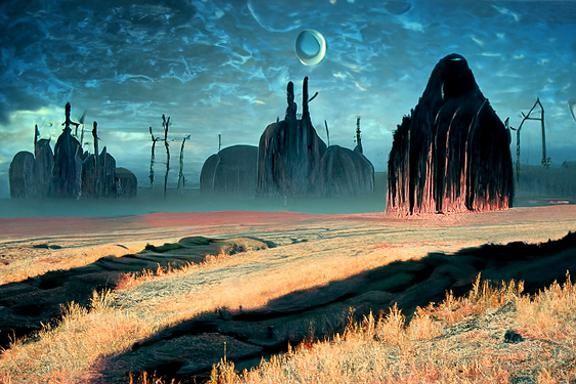 Radioactive Desert Canyon in Low Poly Style