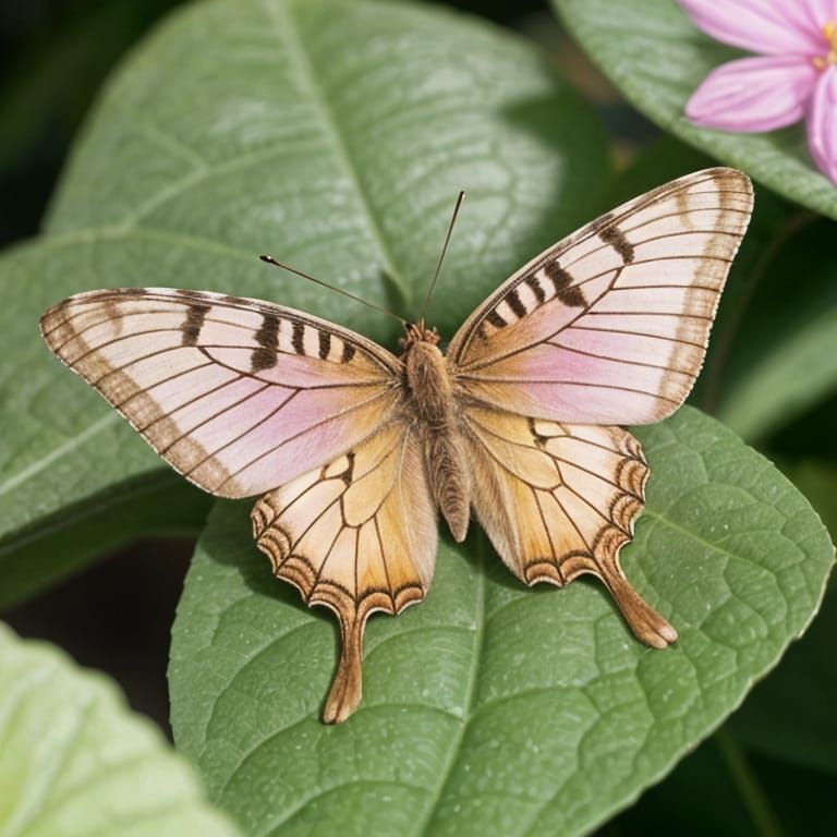 Detailed Golden and Pink Butterfly Image