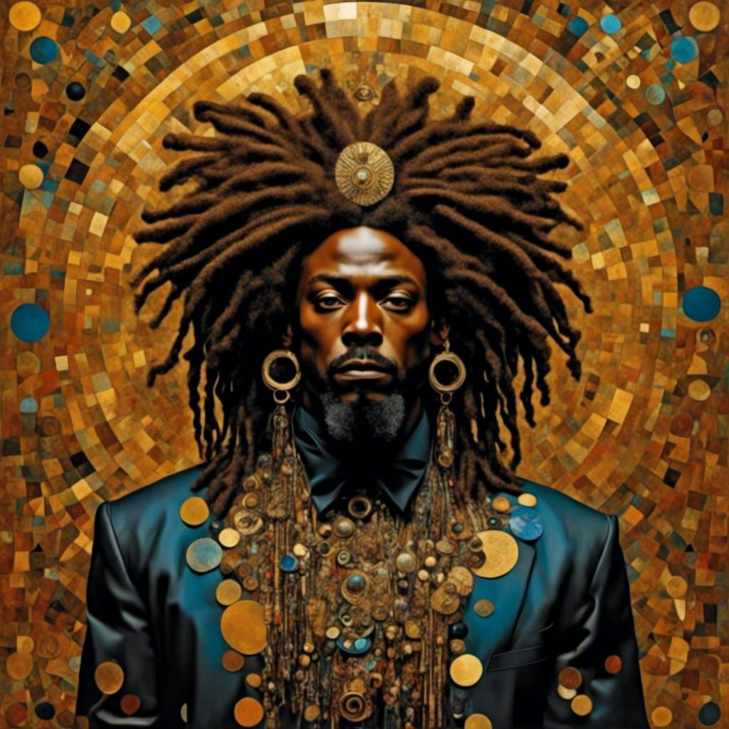 Golden Dreadlocks: A Psychedelic Pop Art Portrait