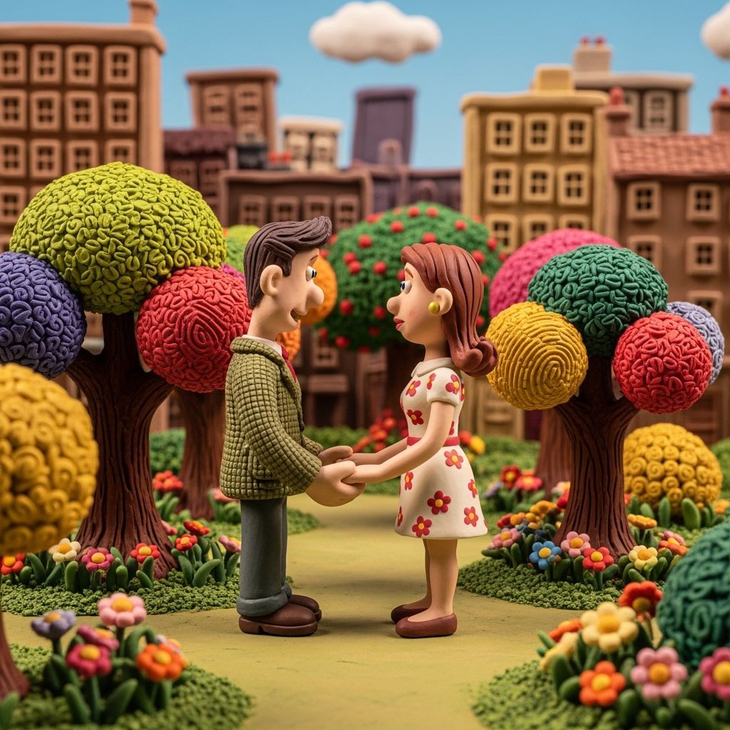 Claymation Love Scene in Whimsical Style