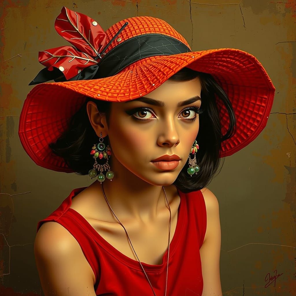 Bold Abstract Geometric Composition in Red, Black, White, an...