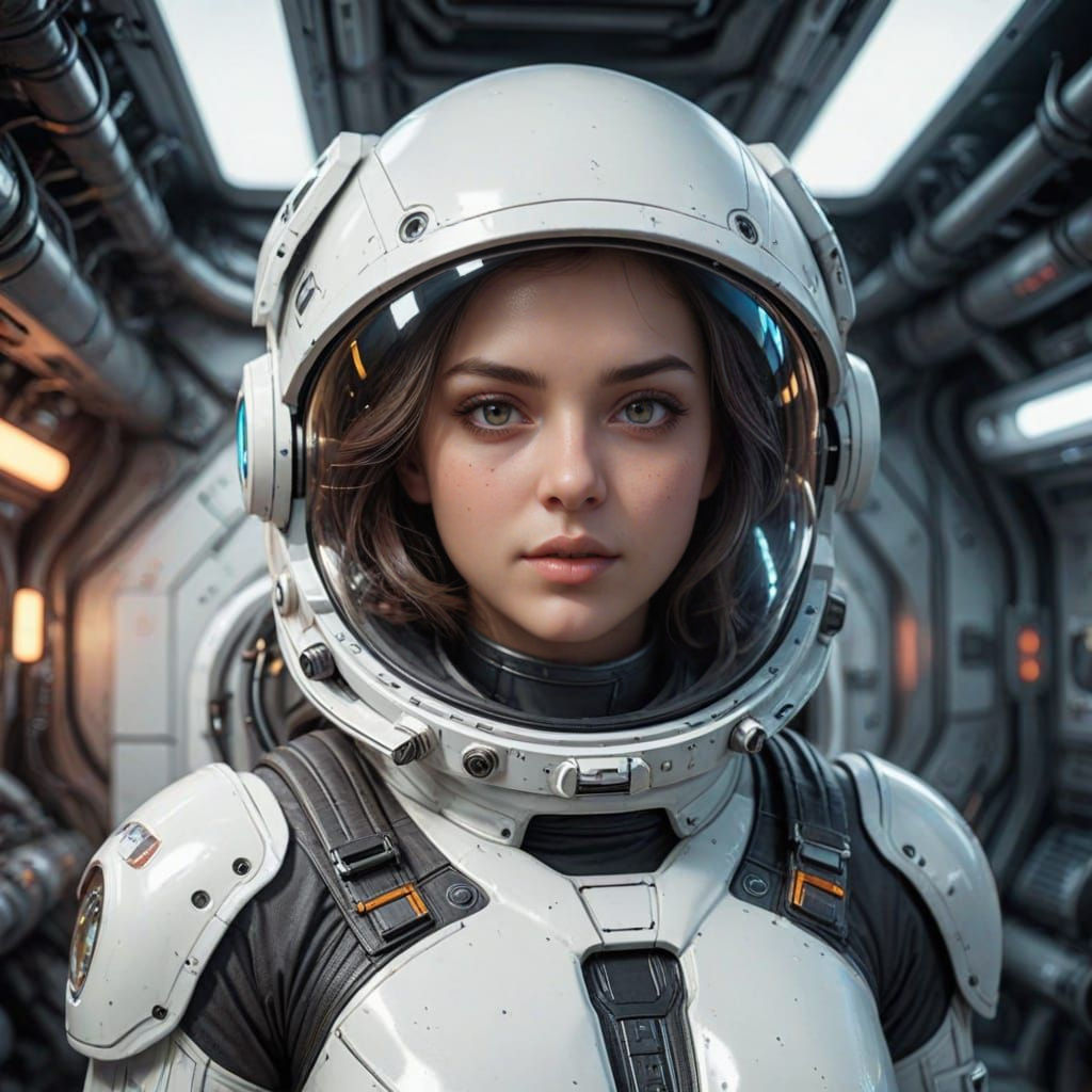 Astronaut Woman Explores Mysterious New World