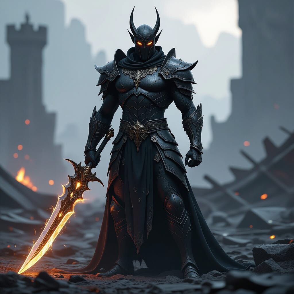 Dark Elf Warrior in Dark Fantasy Style