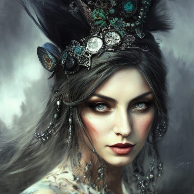 Ethereal Woman's Portrait in Detailed Charcoal Drawing