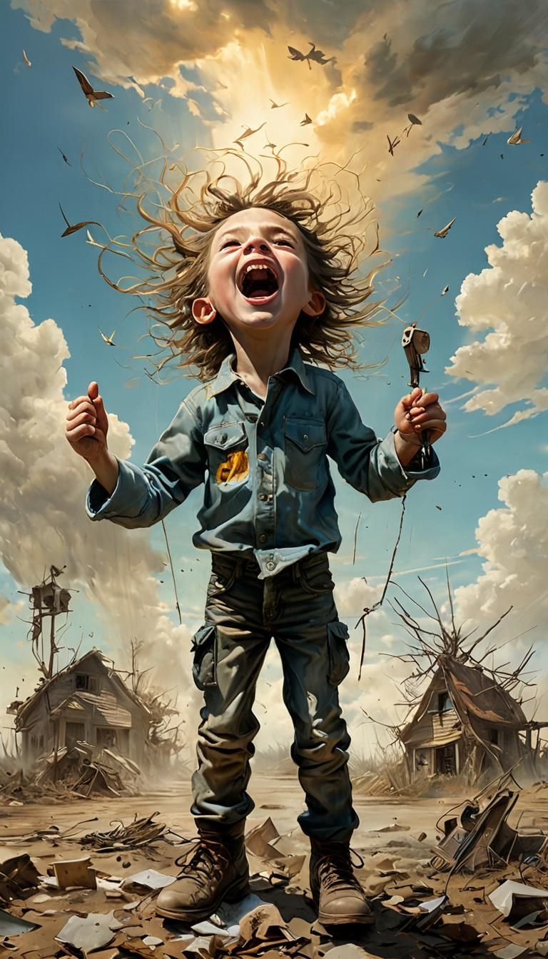 Expressionist Post-Apocalyptic Figure Radiates Light