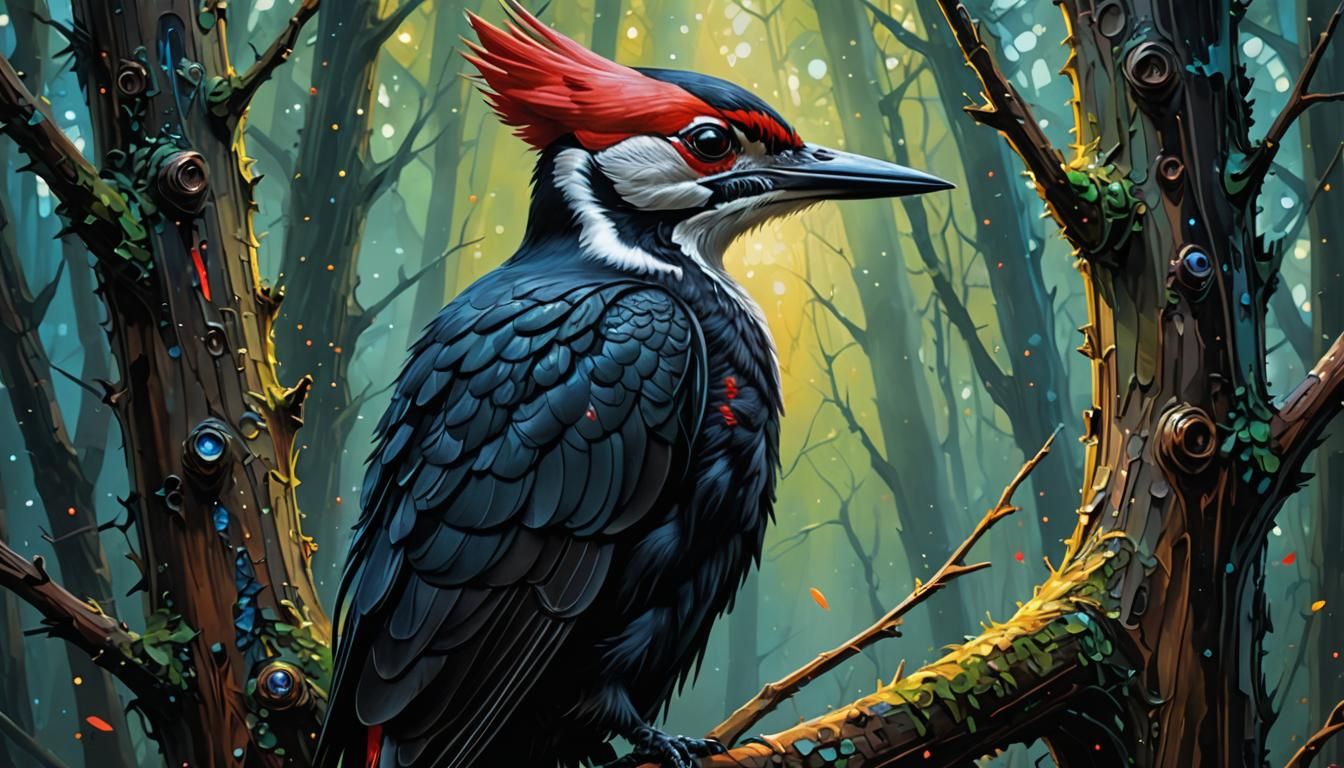 close up one Giant Pileated Woodpecker